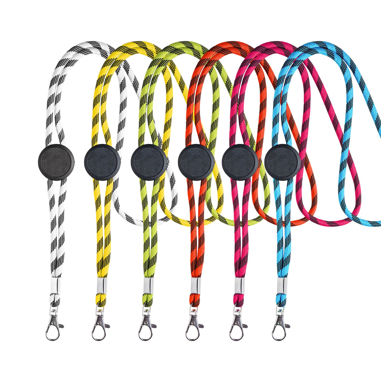 Conjunto de lanyards tubulares em RPET em várias cores — merchandising Turnip Portugal