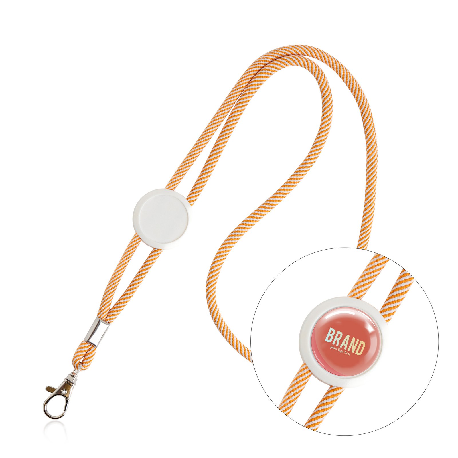 Lanyard tubular com riscas brancas personalizado para conferência — Turnip Portugal, 2025