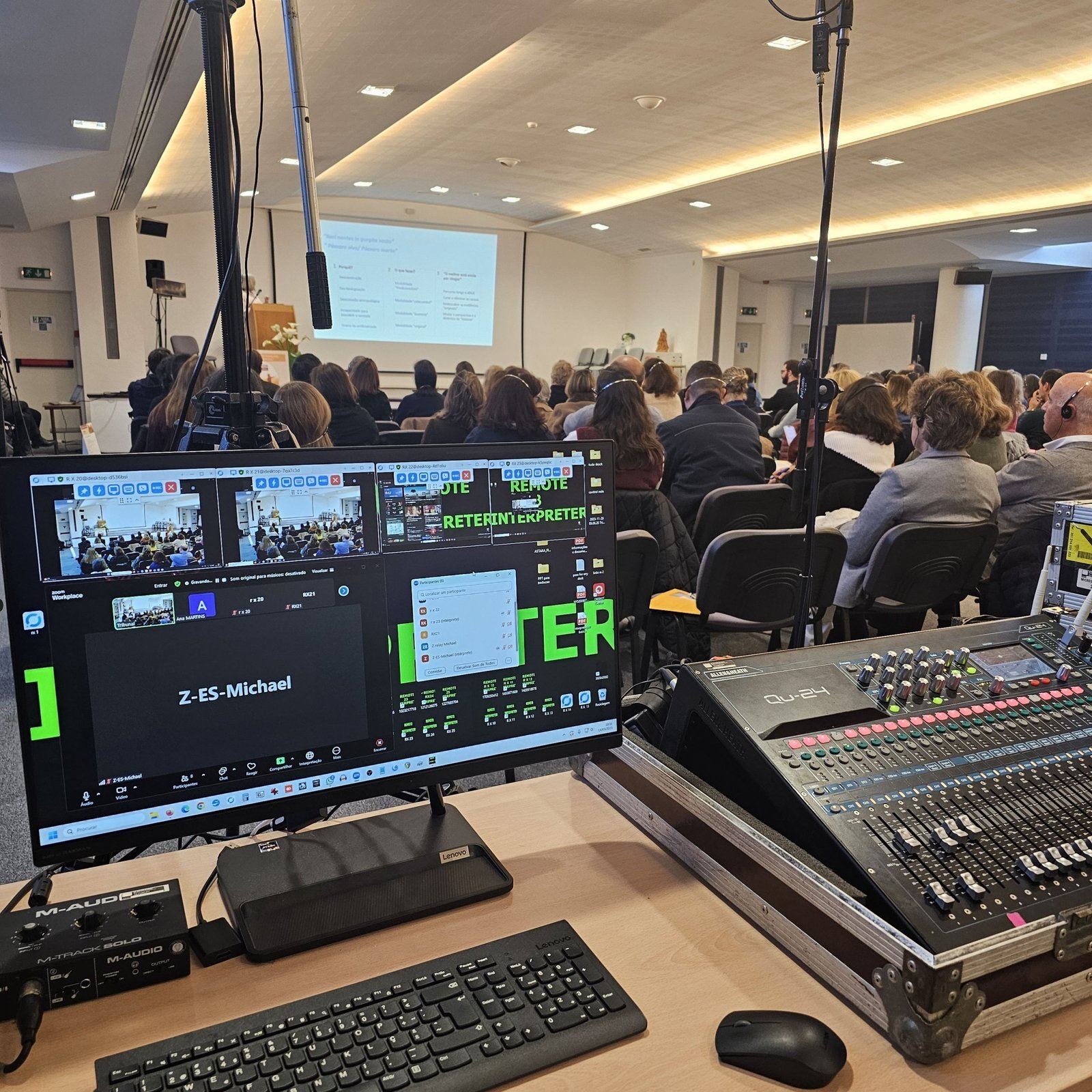 Seminário sobre a importância da família — Interpretação simultânea remota, áudio, equipamento — Turnip Portugal